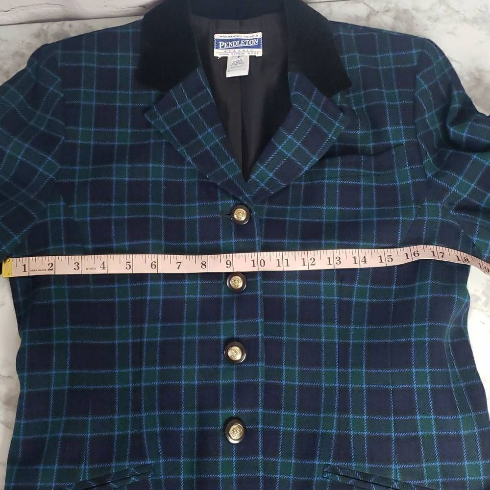Vintage Women Pendleton Green and Blue Plaid Jacket - Picture 9 of 10